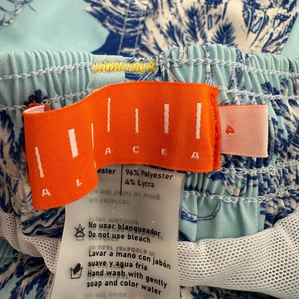 Palmacia Boys Light Blue Toucan Palm Tree Swim Trunks Size 4 Tropical Blue